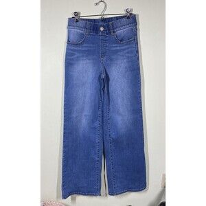 Betabrand Jeans Sz S Blue Wide Leg Stretch Denim High Rise Pull On Skater Grunge